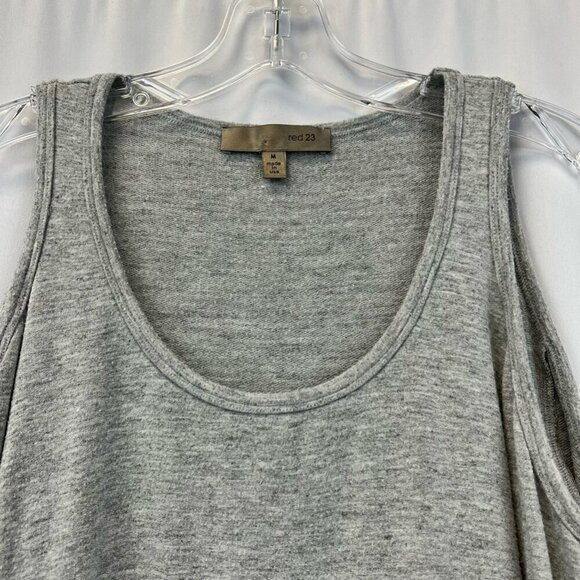 Red23 Womens Top Solid Gray Cold Shoulder Scoop Neck Knit Pullover Medium - Picture 7 of 9